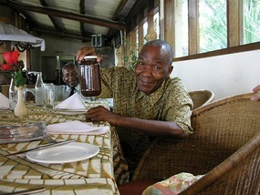m  Gilton Chakaza showing off honey