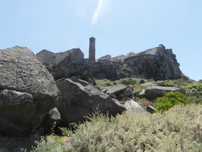 Looking up to castle and old town