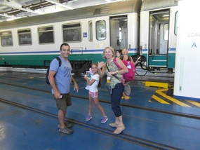 Getting off the train in the ferry