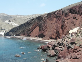 Red beach, note the land slips!