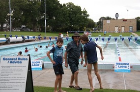 Paul and the boys a the pool