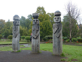 Carvings from the Mapuche culture...