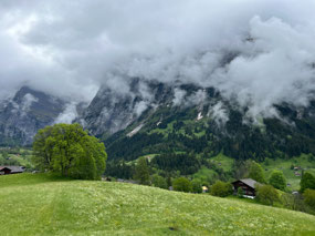 From cable gondola as we climb out of Grindelwald