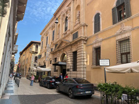 Our car ready to go outside our Verona hotel