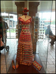 Dress &  shoes covered in tea bags