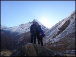 Paige and Paola at Annapurna Base Camp.