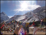 The view through prayer flags at ABC.